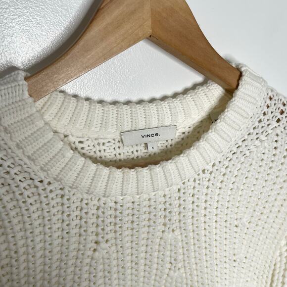 Vince Mirrored Rib Knit Pullover Sweater Womens Small Ivory Minimalist Fisherman - Picture 5 of 14